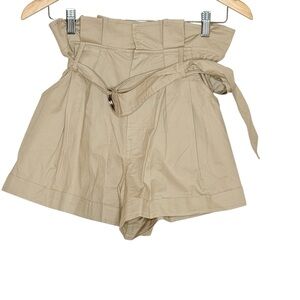 Marissa Webb Khaki Paperbag Shorts High Rise Belted Size 4 Coastal Chic Resort